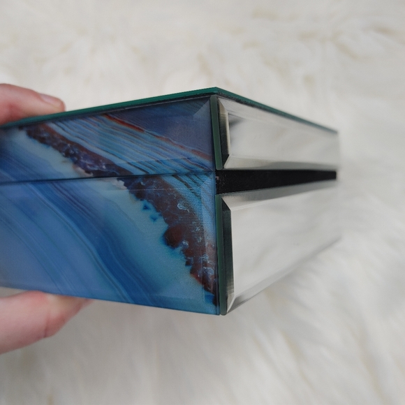 Agate slice jewelry box storage organizer box with lid pink blue stone crystal - Picture 14 of 16